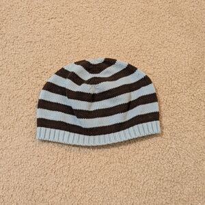 Baby Gap Blue & Brown Striped Knit Beanie – 12–18 Months